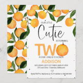 Orange Little Cutie Invitation du 2e anniversaire (Devant / Derrière)