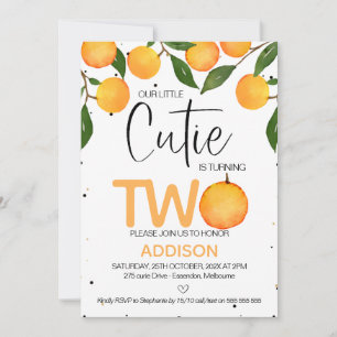Orange Little Cutie Invitation du 2e anniversaire