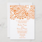 Orange Love Birds Wedding Invitation (Devant)