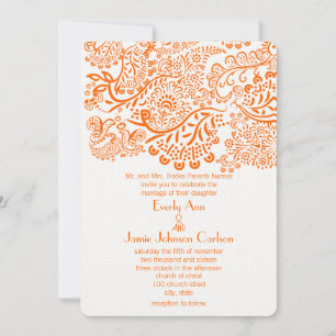 Orange Lovebirds Faire-part de mariage