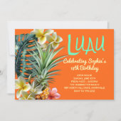 Orange Luau Anniversaire Personnalisé Invitations (Devant)