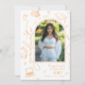 Orange Main dessinée Faire-part de graduation phot (Devant)