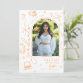 Orange Main dessinée Faire-part de graduation phot (Debout devant)