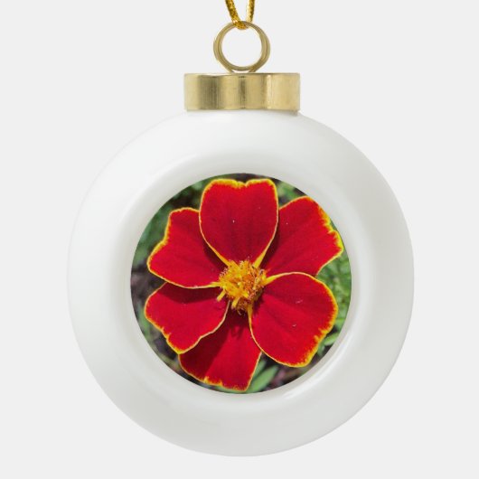 Orange Maragold Keramische Bal Ornament (Voorkant)