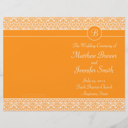 Orange Mariage Ordre de service et programme de cé (Devant)