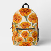 Orange marigold flowers pattern bedrukte rugzak (Voorkant)