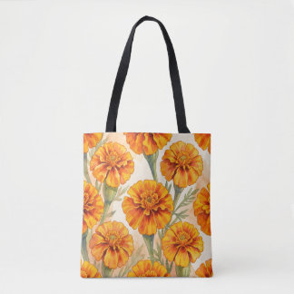 Orange marigold flowers pattern draagtas