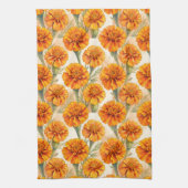 Orange marigold flowers pattern theedoek (Verticaal)