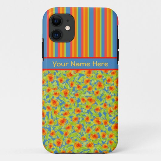 Orange Marigolds, Stripes iPhone 5/5 s Coque (Dos)