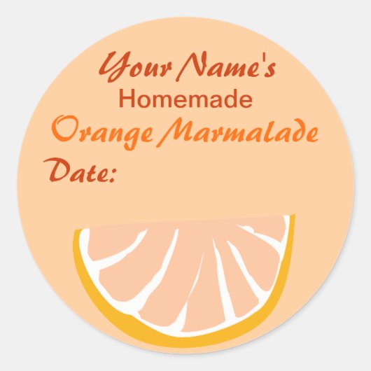 Orange Marmalade Personalized Jar Stickers Round (Voorkant)