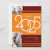 Orange Maroon School Colour Faire-part de graduati (Devant)