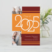 Orange Maroon School Colour Faire-part de graduati (Debout devant)