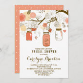 Orange Mason Jars | Invitation de douche nuptiale (Devant / Derrière)