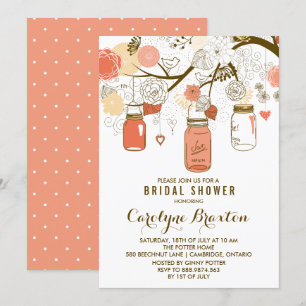 Orange Mason Jars Invitation de douche nuptiale
