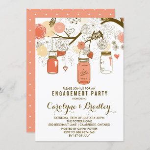 Orange Mason Jars Invitation de la partie d'enga