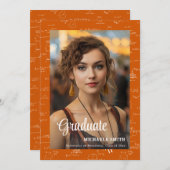 Orange Math College Script Photo Graduation Aankondiging (Voorkant / Achterkant)