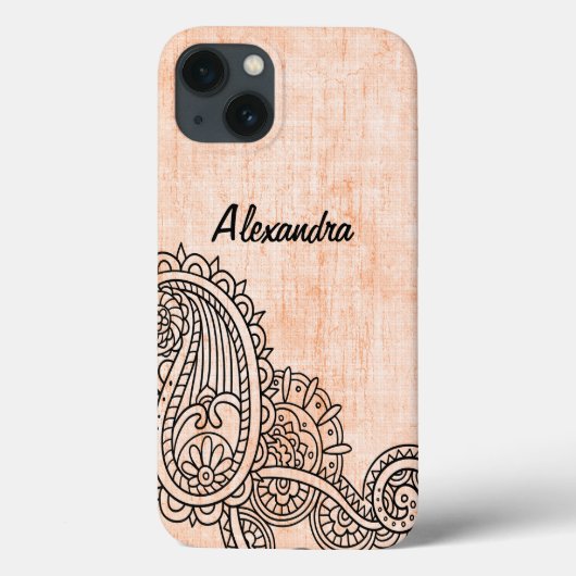 Orange Mehndi Motif Galaxy Note 4 Coque (Verso)