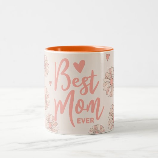 Orange Meilleure maman Jamais Mère Fête Mug (Centre)