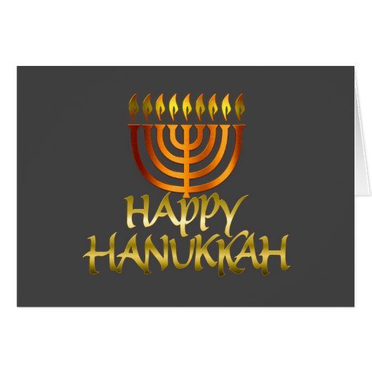 Orange Menorah Flames Happy Hanoukka Card (Devant horizontal)