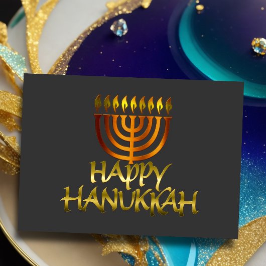 Orange Menorah Flames Happy Hanoukka Card