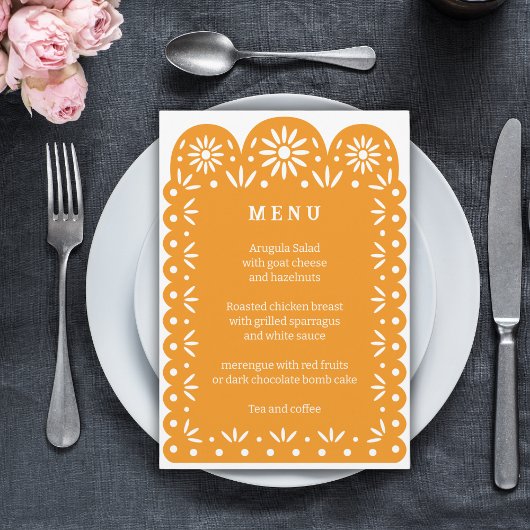 ORANGE MEXICAN PAPEL PICADO menu