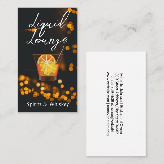 Orange Mixed Cocktail | Mood Lighting Visitekaartje (Voorkant / Achterkant)