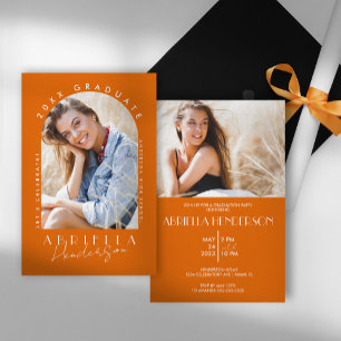 Orange Modern Photo Graduation Invitation