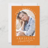 Orange Modern Photo Graduation Invitation (Devant)