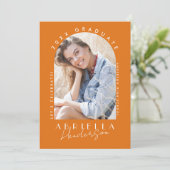 Orange Modern Photo Graduation Invitation (Debout devant)
