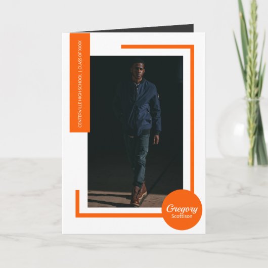 Orange Modern Photo Graduation Invitation (Devant)