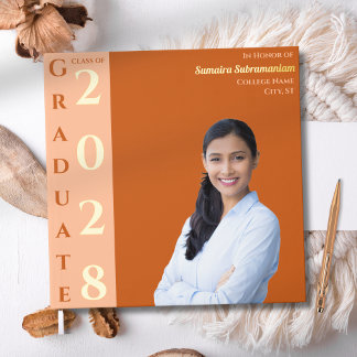 Orange Modern Photo Graduation Party Gold