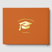 Orange Modern Photo Graduation Party Gold Foil Gue (Verso)
