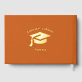 Orange Modern Photo Graduation Party Gold Foil Gue (Verso)