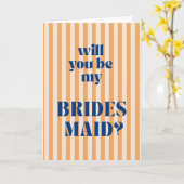 Orange Modern Stripe Bridesmaid Proposal Kaart (Gele Bloem)