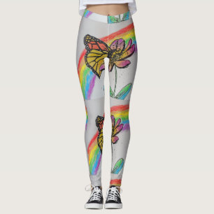 Orange Monarch Arc en arc-en-ciel Leggings aquarel