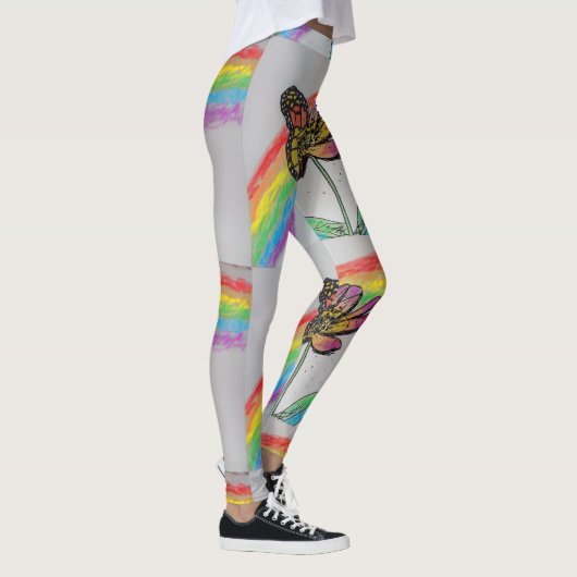 Orange Monarch Arc en arc-en-ciel Leggings aquarel (Droite)