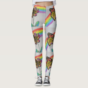 Orange Monarch Arc en arc-en-ciel Leggings aquarel