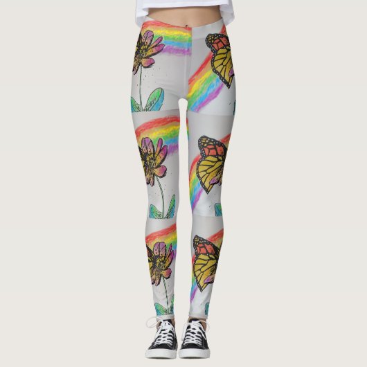 Orange Monarch Arc en arc-en-ciel Leggings aquarel (Devant)