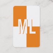 Orange Monogram Haut format Carte de visite (Dos)