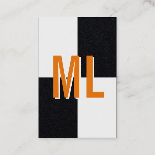 Orange Monogram Haut format Carte de visite (Dos)