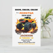 Orange Monster Truck Invitations Anniversaire (Debout devant)