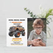 Orange Monster Truck Invitations Anniversaire Phot (Debout devant)