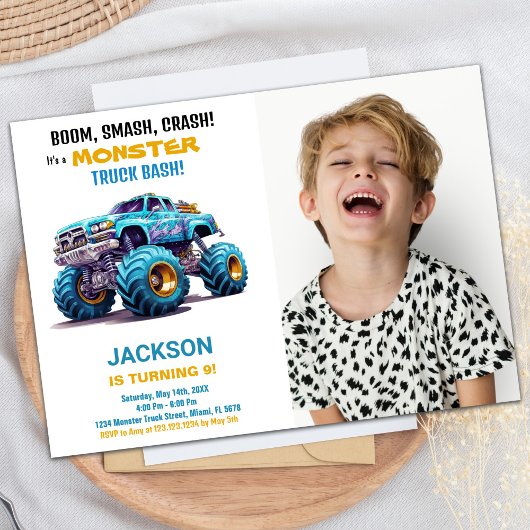 Orange Monster Truck Invitations Anniversaire Phot