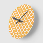 Orange Moroccan Pattern Wall Clocks Ronde Klok (Hoek)