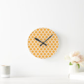 Orange Moroccan Pattern Wall Clocks Ronde Klok (Huis)