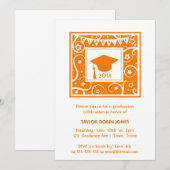 Orange Mortarboard Invitations de diplômes moderne (Devant / Derrière)