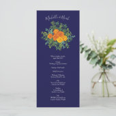 Orange Navy Blue Peony Rose programmes de mariage (Debout devant)