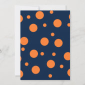 Orange Navy Blue Polka Dot Invitation de fête d'an (Dos)