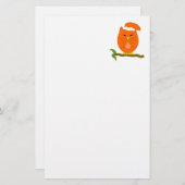 Orange Night Owl Design Briefpapier (Voorkant / Achterkant)