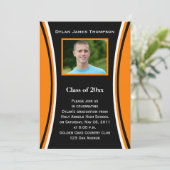 Orange, Noir, Blanc Photo Graduation Invitation (Debout devant)